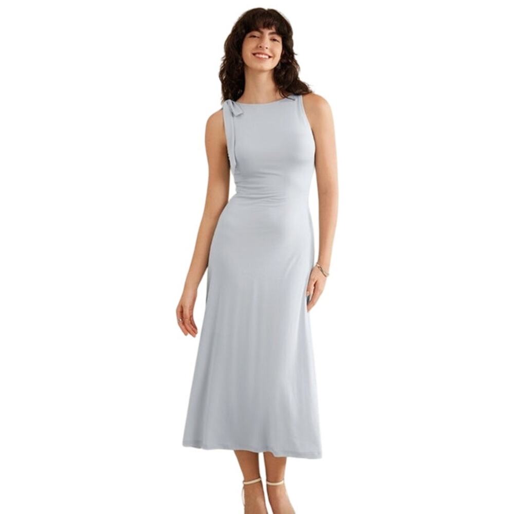 OGL Dress Size XS NEW Light Blue Midi Sleeveless Tie Shoulder Bow